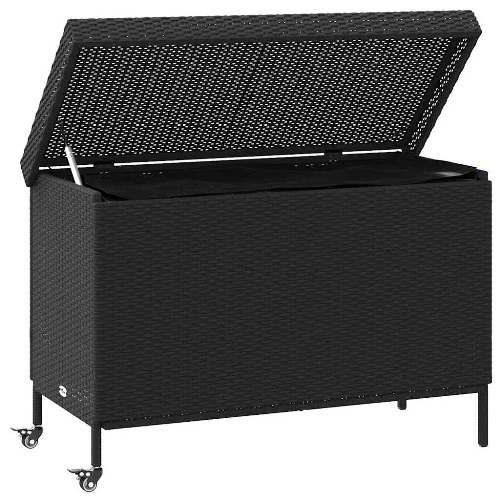 Produktbild för Trädgårdslåda med hjul svart 110x55x73 cm konstrotting