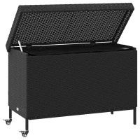 Produktbild för Trädgårdslåda med hjul svart 110x55x73 cm konstrotting
