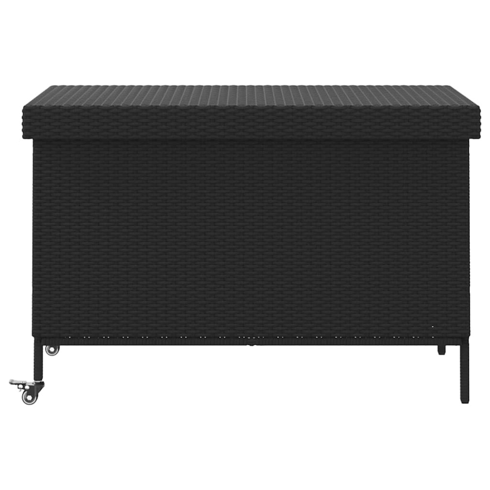 Produktbild för Trädgårdslåda med hjul svart 110x55x73 cm konstrotting