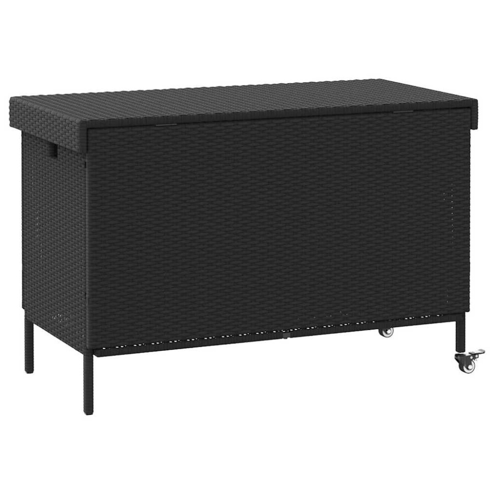 Produktbild för Trädgårdslåda med hjul svart 110x55x73 cm konstrotting