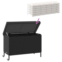 Produktbild för Trädgårdslåda med hjul svart 110x55x73 cm konstrotting