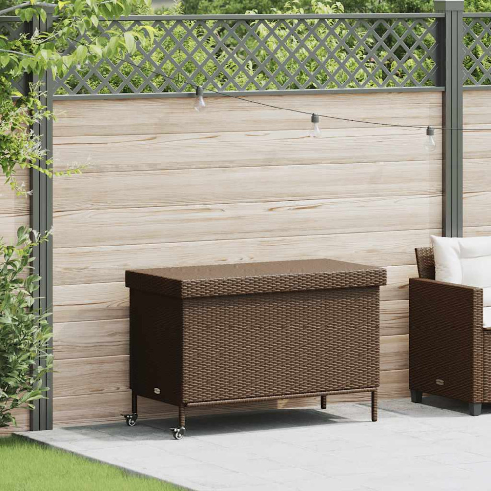 Produktbild för Dynbox på hjul brun 110x55x73 cm konstrottning