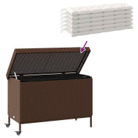 Produktbild för Dynbox på hjul brun 110x55x73 cm konstrottning