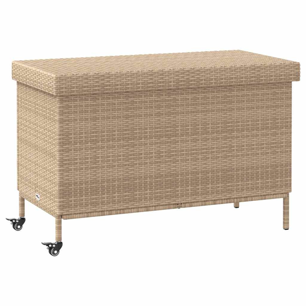 Produktbild för Trädgårdslåda med hjul blandad beige 110x55x73 cm konstrotting