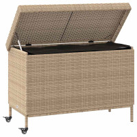 Produktbild för Trädgårdslåda med hjul blandad beige 110x55x73 cm konstrotting