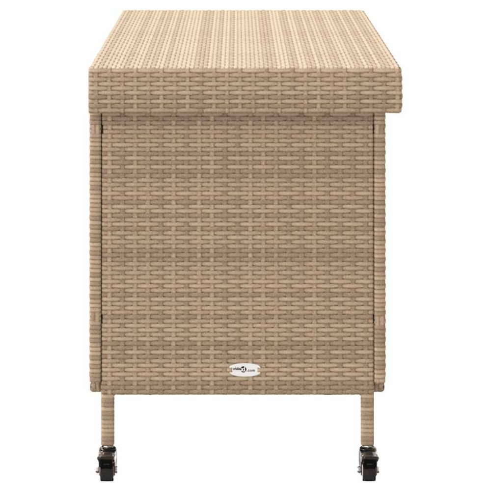 Produktbild för Trädgårdslåda med hjul blandad beige 110x55x73 cm konstrotting