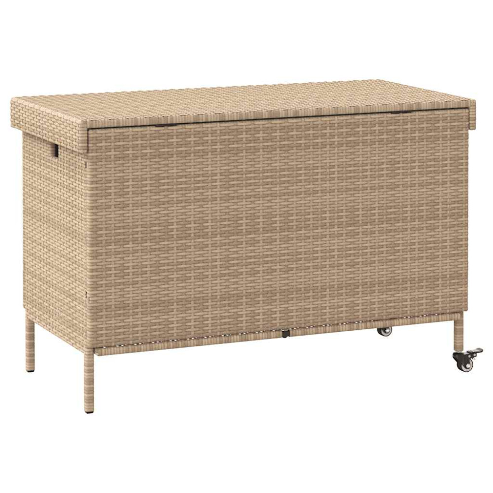 Produktbild för Trädgårdslåda med hjul blandad beige 110x55x73 cm konstrotting