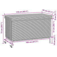 Produktbild för Dynbox på hjul ljusgrå 110x55x73 cm konstrottning