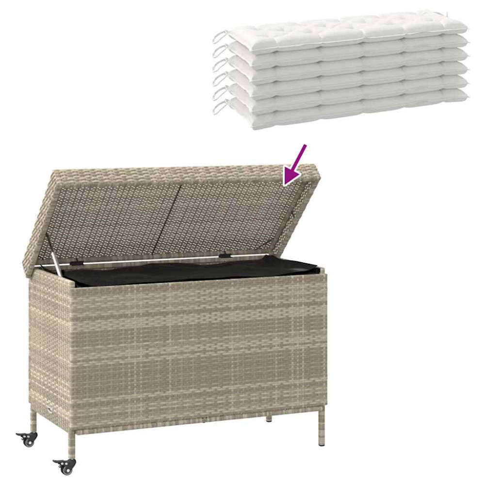 Produktbild för Dynbox på hjul ljusgrå 110x55x73 cm konstrottning
