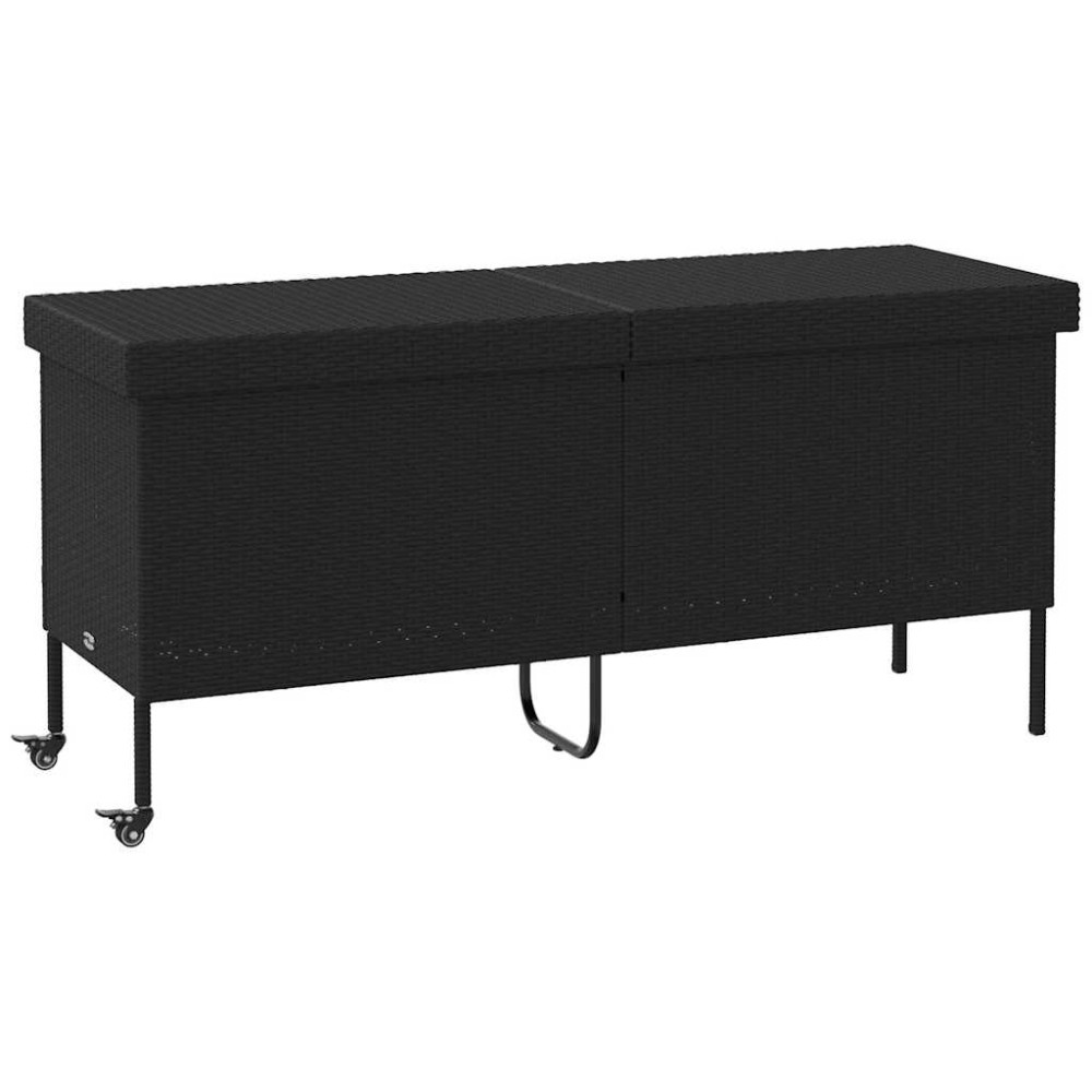 Produktbild för Trädgårdslåda med hjul svart 160x55x75 cm konstrotting