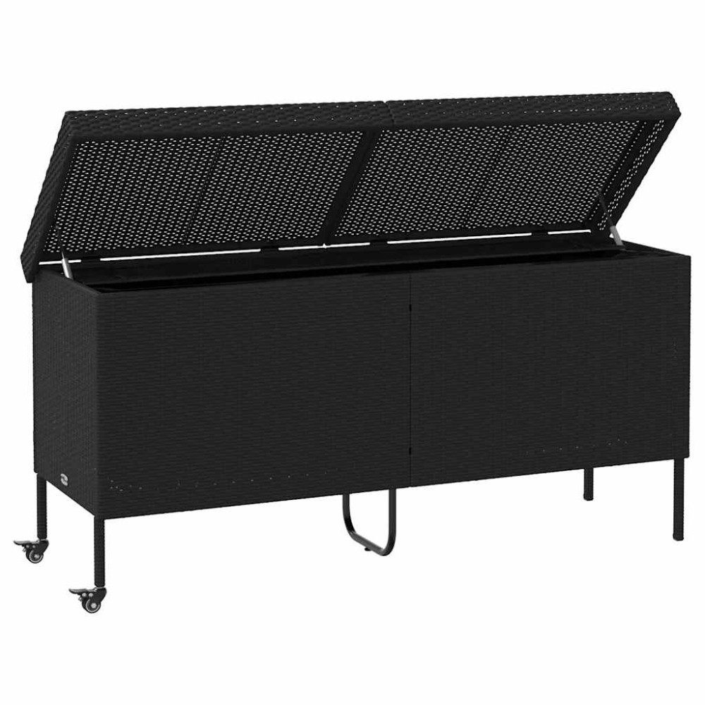 Produktbild för Trädgårdslåda med hjul svart 160x55x75 cm konstrotting