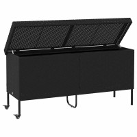 Produktbild för Trädgårdslåda med hjul svart 160x55x75 cm konstrotting
