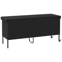Produktbild för Trädgårdslåda med hjul svart 160x55x75 cm konstrotting