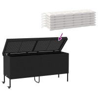 Produktbild för Trädgårdslåda med hjul svart 160x55x75 cm konstrotting