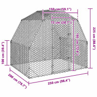 Produktbild för Hönsgård 2,5x2x2,25 m galvaniserat stål