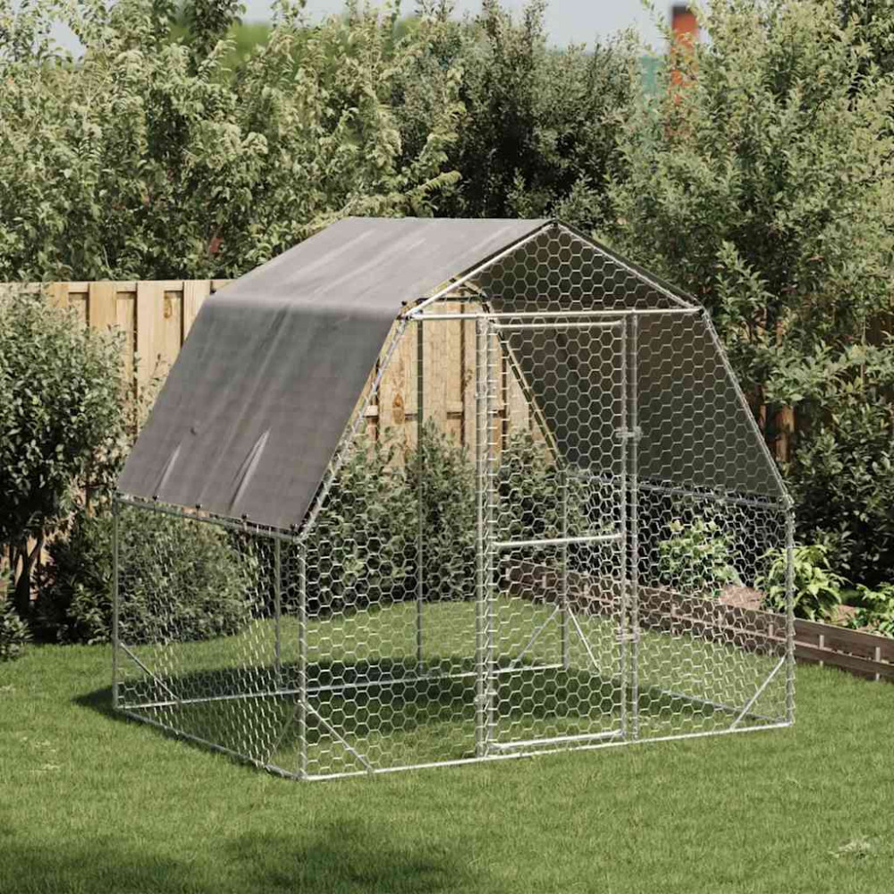 Produktbild för Hönsgård med tak 2,5x2x2,25 m galvaniserat stål