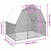 Produktbild för Hönsgård med tak 2,5x2x2,25 m galvaniserat stål