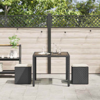 Produktbild för Trädgårdspallar med dynor 2 st svart 40x40x43 cm konstrotting
