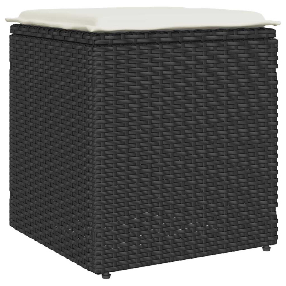 Produktbild för Trädgårdspallar med dynor 2 st svart 40x40x43 cm konstrotting
