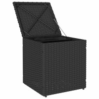 Produktbild för Trädgårdspallar med dynor 2 st svart 40x40x43 cm konstrotting