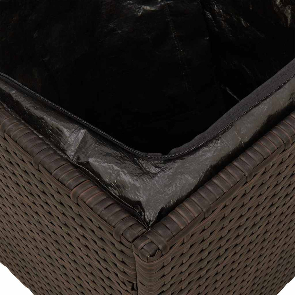 Produktbild för Trädgårdspallar med dynor 2 st, brun 40x40x43 cm konstrotting