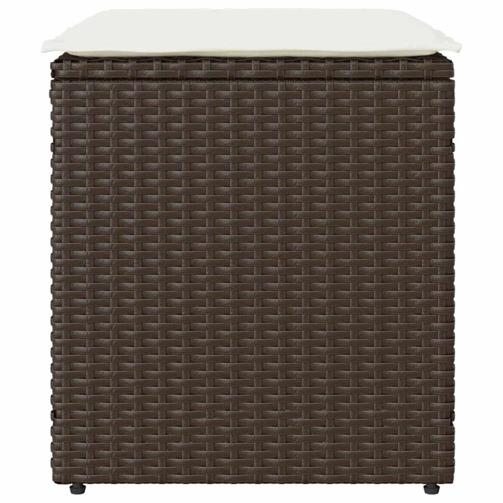 Produktbild för Trädgårdspallar med dynor 2 st, brun 40x40x43 cm konstrotting