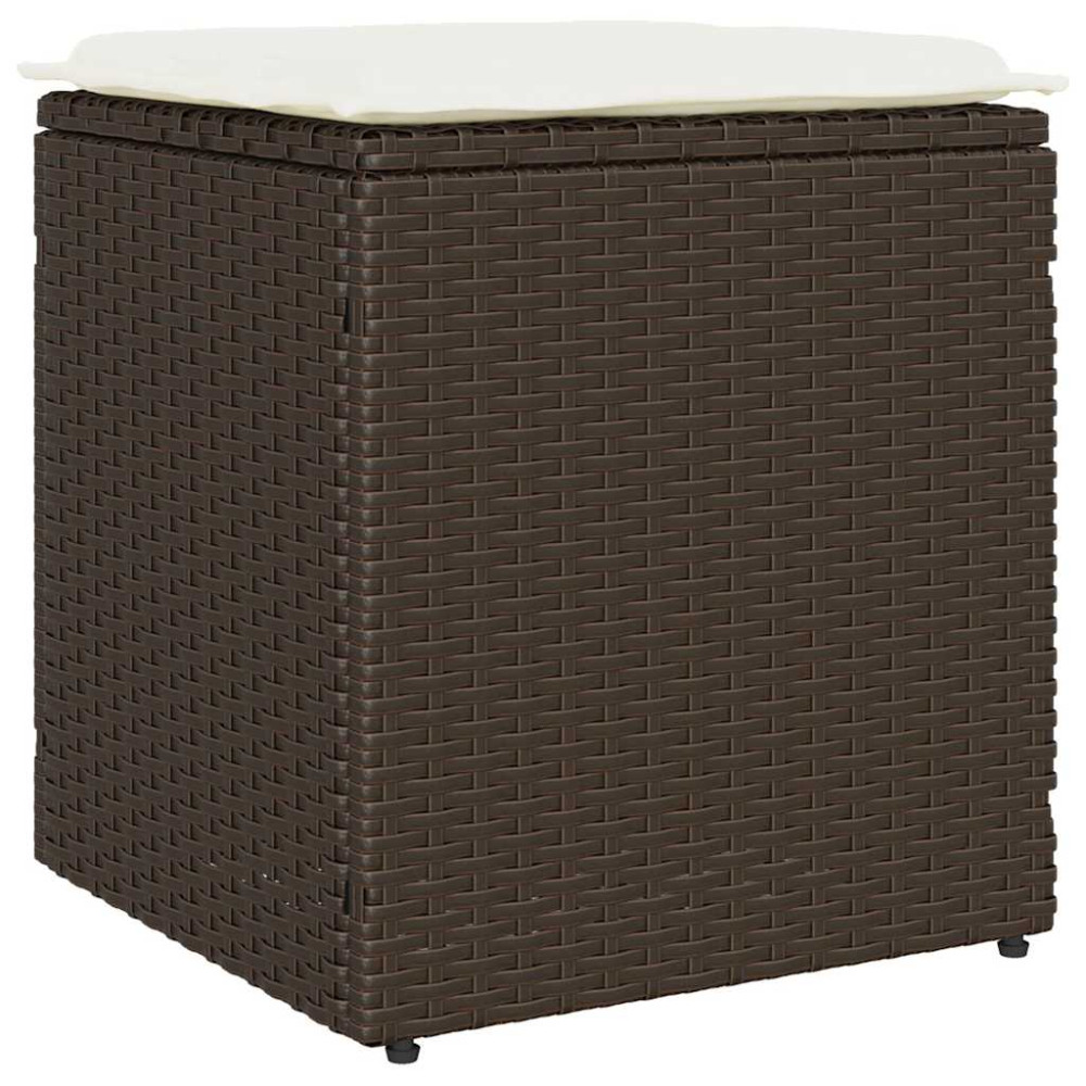 Produktbild för Trädgårdspallar med dynor 2 st, brun 40x40x43 cm konstrotting