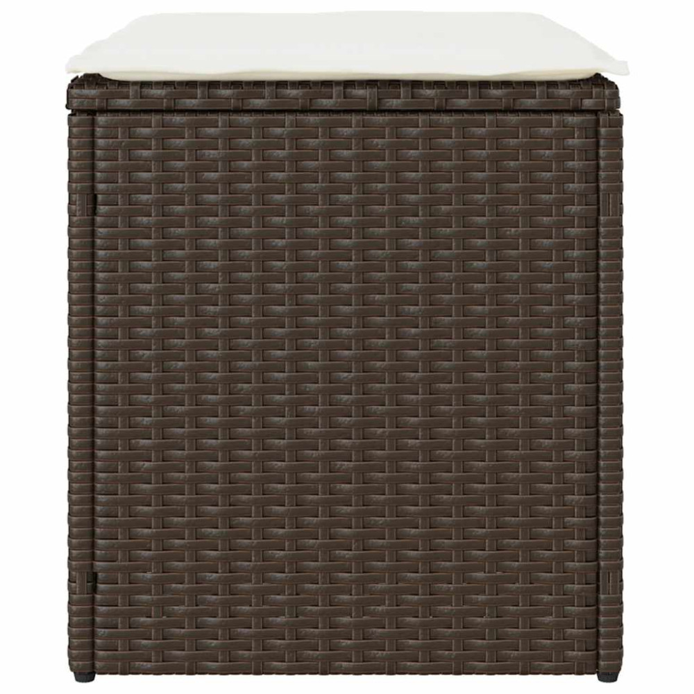 Produktbild för Trädgårdspallar med dynor 2 st, brun 40x40x43 cm konstrotting