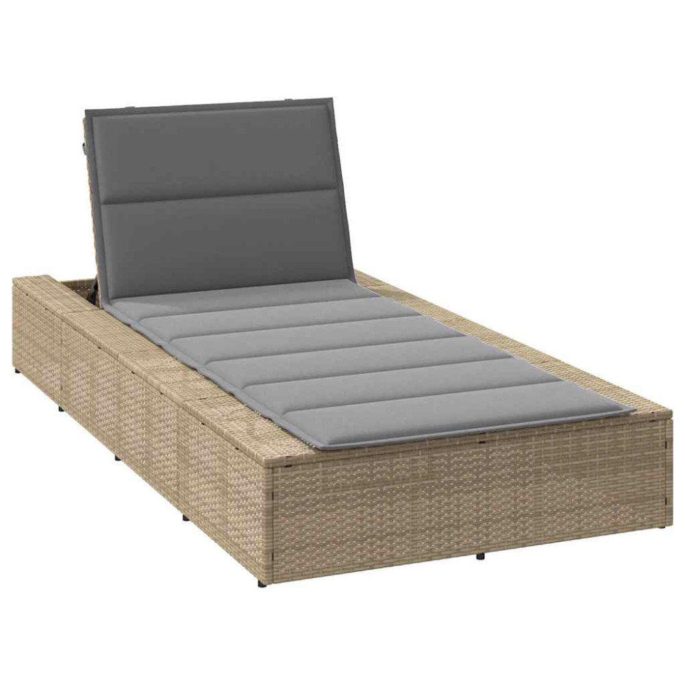 Produktbild för Solsäng med flytande dyna beige konstrotting