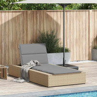 Produktbild för Solsäng med flytande dyna beige konstrotting