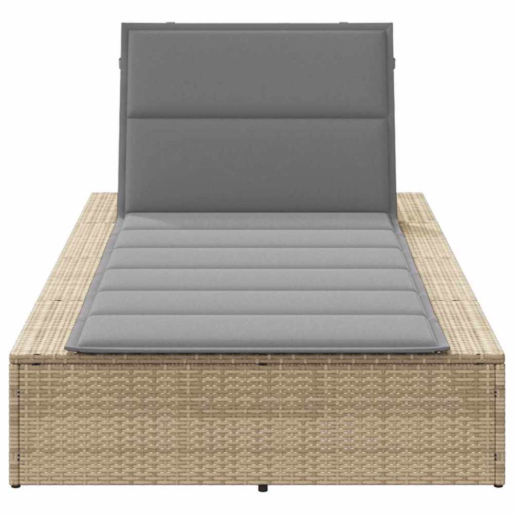 Produktbild för Solsäng med flytande dyna beige konstrotting