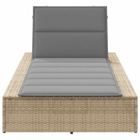 Produktbild för Solsäng med flytande dyna beige konstrotting