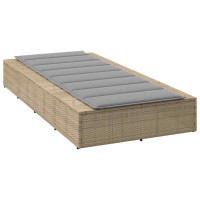 Produktbild för Solsäng med flytande dyna beige konstrotting