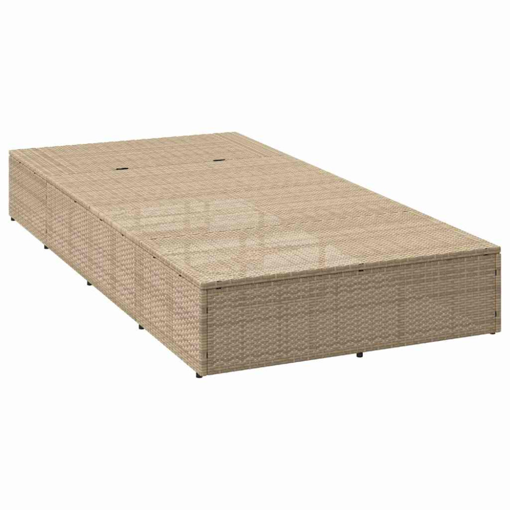 Produktbild för Solsäng med flytande dyna beige konstrotting