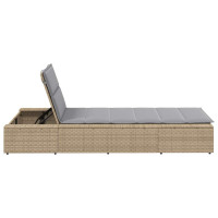 Produktbild för Solsäng med flytande dyna beige konstrotting