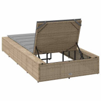 Produktbild för Solsäng med flytande dyna beige konstrotting