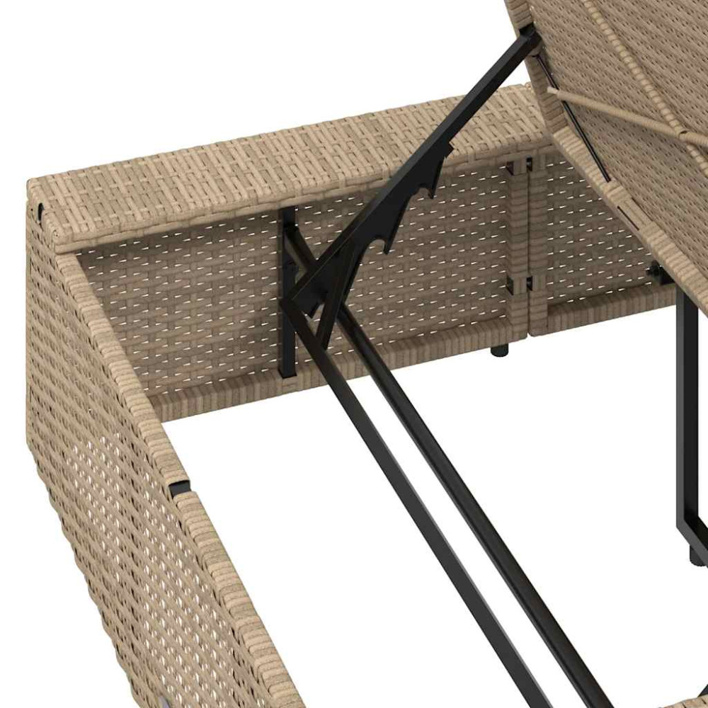 Produktbild för Solsäng med flytande dyna beige konstrotting