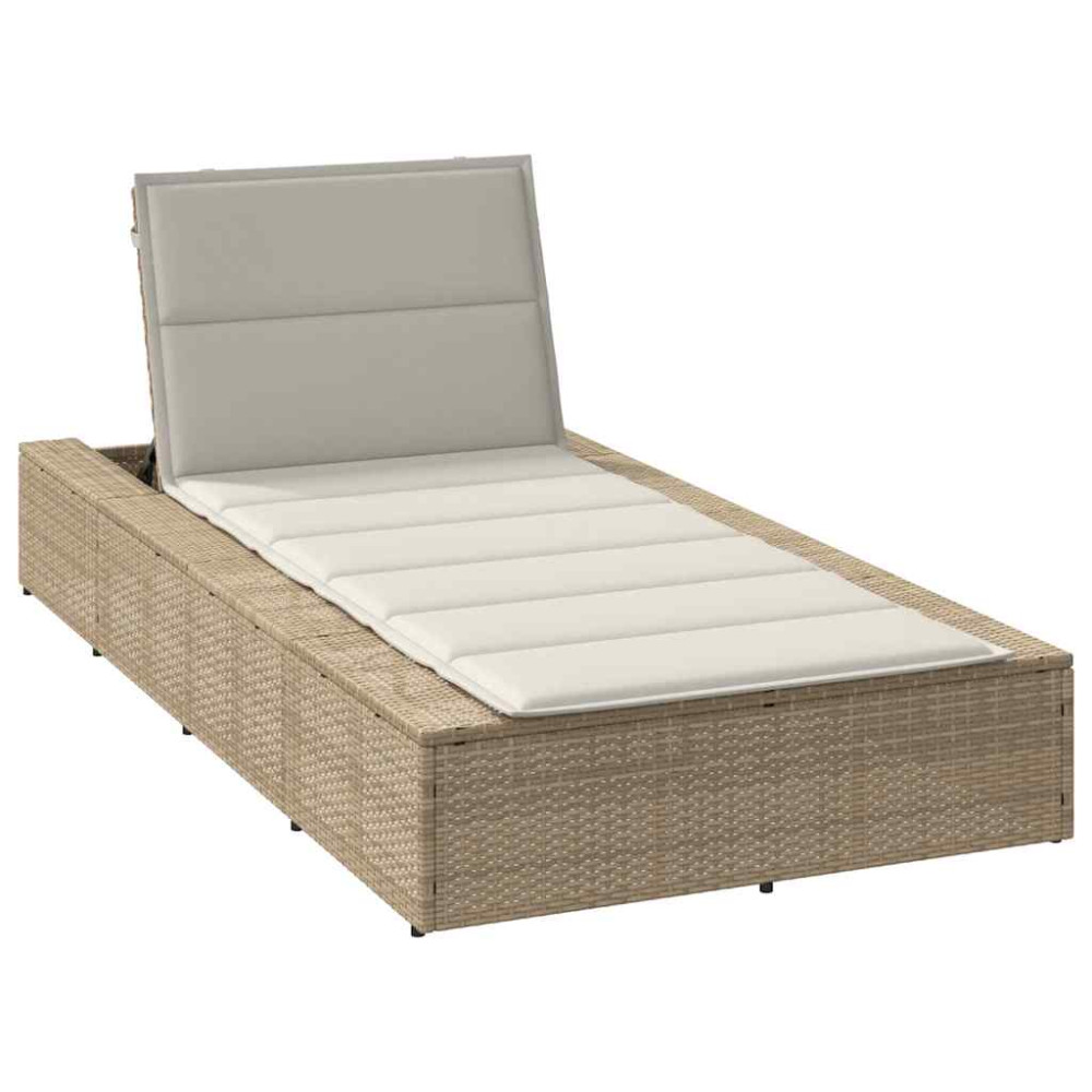 Produktbild för Solsäng med flytande dyna beige konstrotting