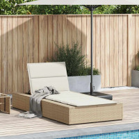 Produktbild för Solsäng med flytande dyna beige konstrotting