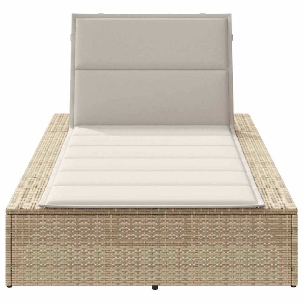 Produktbild för Solsäng med flytande dyna beige konstrotting