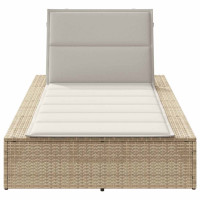 Produktbild för Solsäng med flytande dyna beige konstrotting