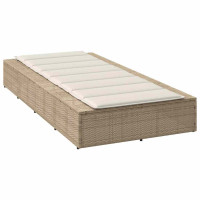 Produktbild för Solsäng med flytande dyna beige konstrotting