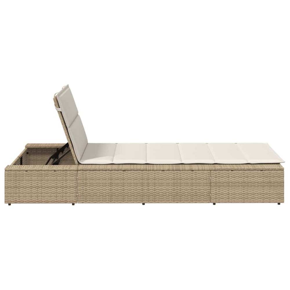 Produktbild för Solsäng med flytande dyna beige konstrotting