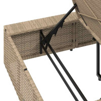 Produktbild för Solsäng med flytande dyna beige konstrotting