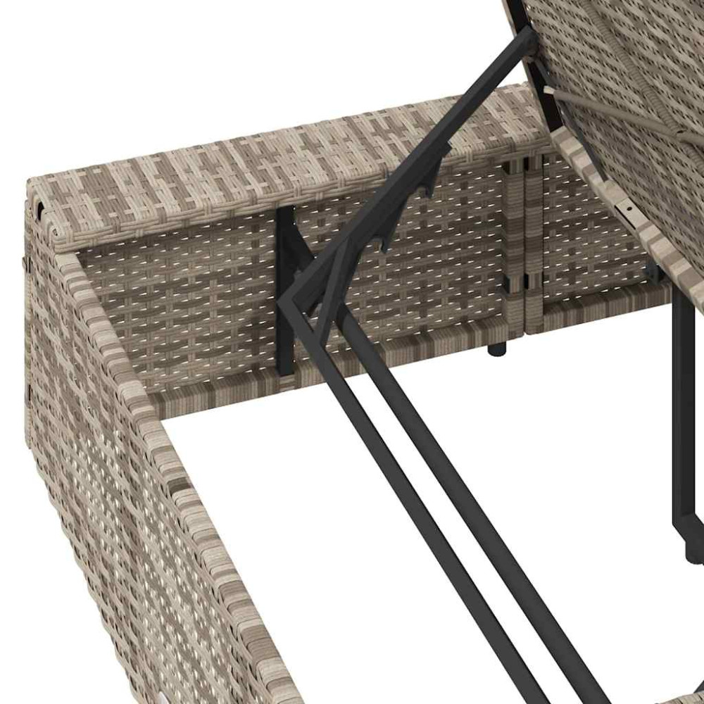 Produktbild för Solsäng med flytande dyna ljusgrå konstrotting