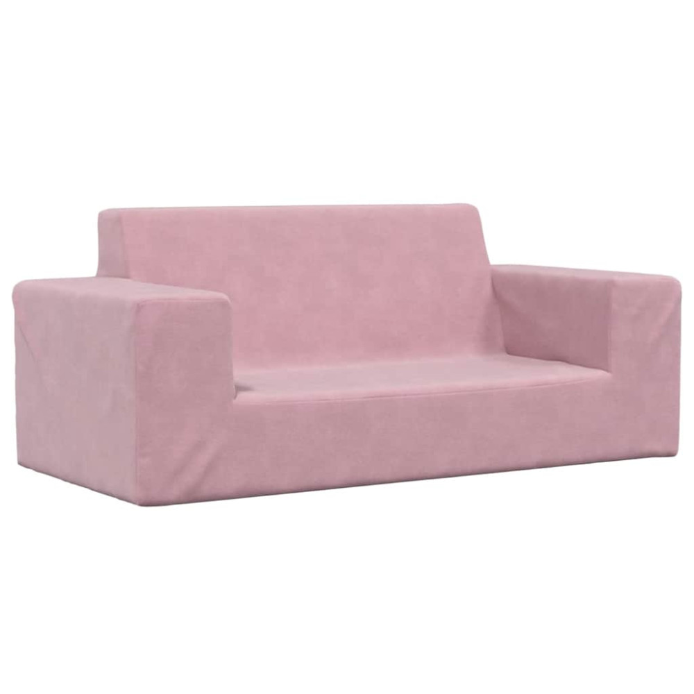 Produktbild för Barnsoffa 2-sits rosa mjuk plysch