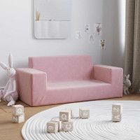 Produktbild för Barnsoffa 2-sits rosa mjuk plysch