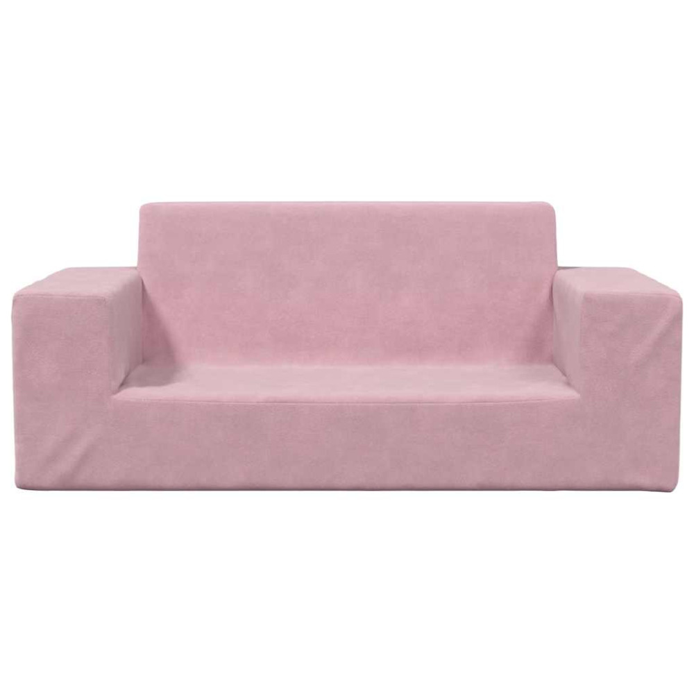Produktbild för Barnsoffa 2-sits rosa mjuk plysch