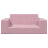 Produktbild för Barnsoffa 2-sits rosa mjuk plysch