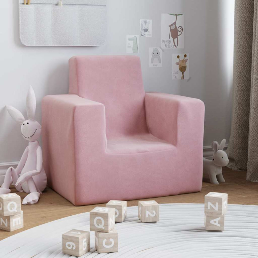 Produktbild för Barnsoffa rosa mjuk plysch